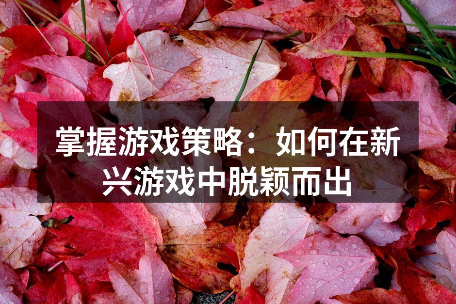掌握游戏策略：如何在新兴游戏中脱颖而出